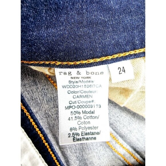 Rag Bone Size 24X25 Women Cate Mid Rise Ankle Skinny Blue Denim Carmen Jeans USA - Picture 7 of 14